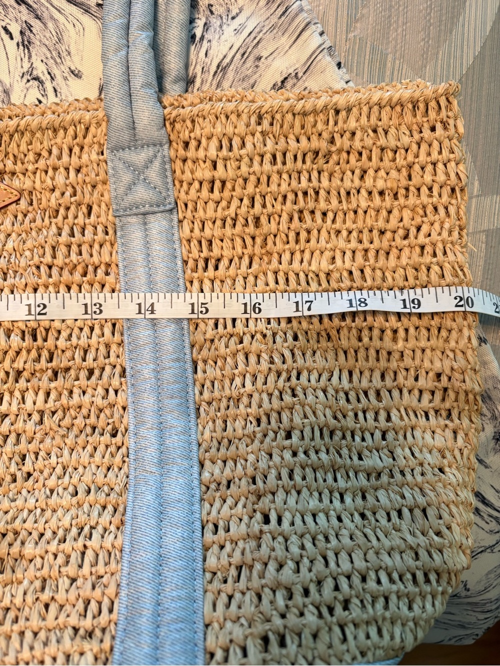 EUC MZ Wallace Raffia and chambray medium Tote - Picture 9 of 16